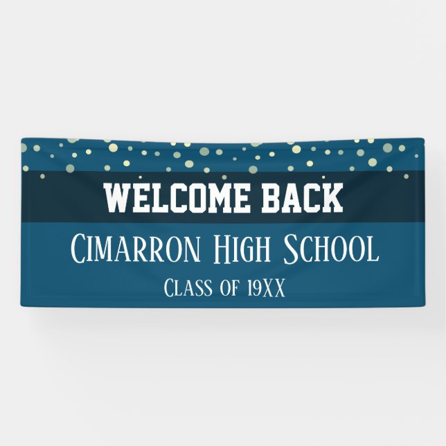 High School Wiedersehen Party Blue Confetti Banner (Horizontal)