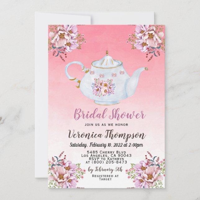 High Tea Party Bridal Dusche Einladung (Vorderseite)