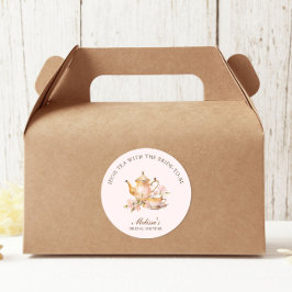 High Tea Pastel Rosa Goldene Hochzeitsdusche Runder Aufkleber