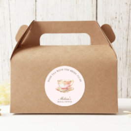 High Tea Pastel Rosa Goldene Hochzeitsfeier Runder Aufkleber