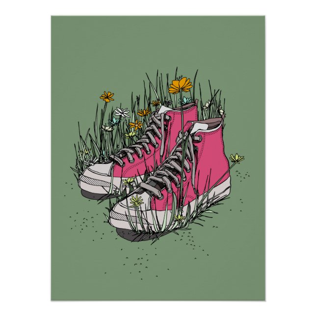 High Top Vintage-Sneaker Poster (Vorderseite)