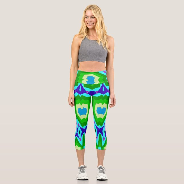 High Waisted Capris, ein trendiges, vielfarbiges D Capri Leggings (Vorderseite)