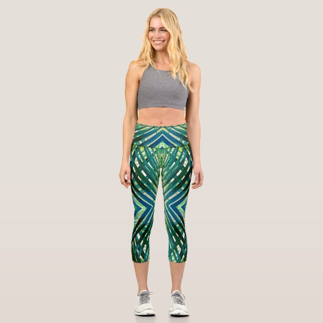 High Waisted Capris, ein trendiges, vielfarbiges D Capri Leggings (Vorderseite)