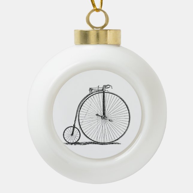 High Wheeler Bicycle Penny Farthing Keramik Kugel-Ornament (Vorderseite)
