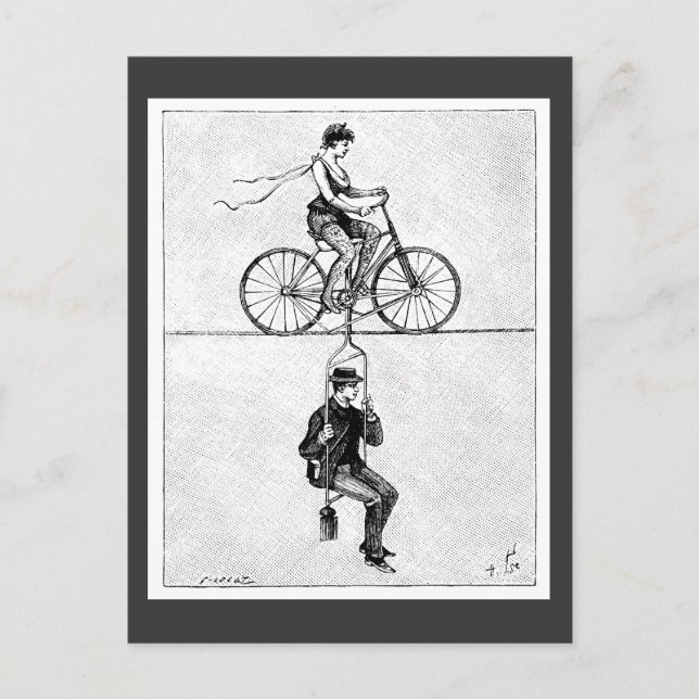 High-Wire Fahrrad - Vintager Circus Cycling Act Postkarte (Vorderseite)