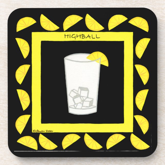 Highball Alkohol Retro Drink Art Green Limes Schwa Untersetzer (Vorderseite)