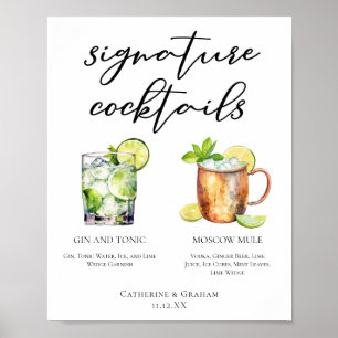 Highball Signature Cocktails Hochzeitmenü Poster