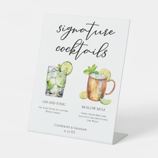 Highball Signature Cocktails Hochzeitmenü Sockelschild (Vorderseite)