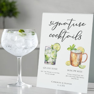 Highball Signature Cocktails Hochzeitsmenü Tischaufsteller