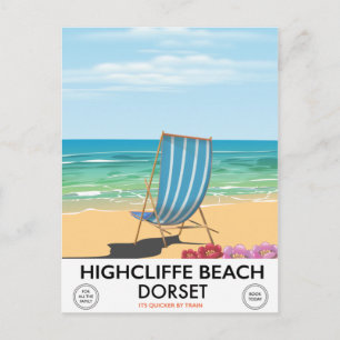 Highcliffe Beach, Dorset Vintages Bahnposter Postkarte