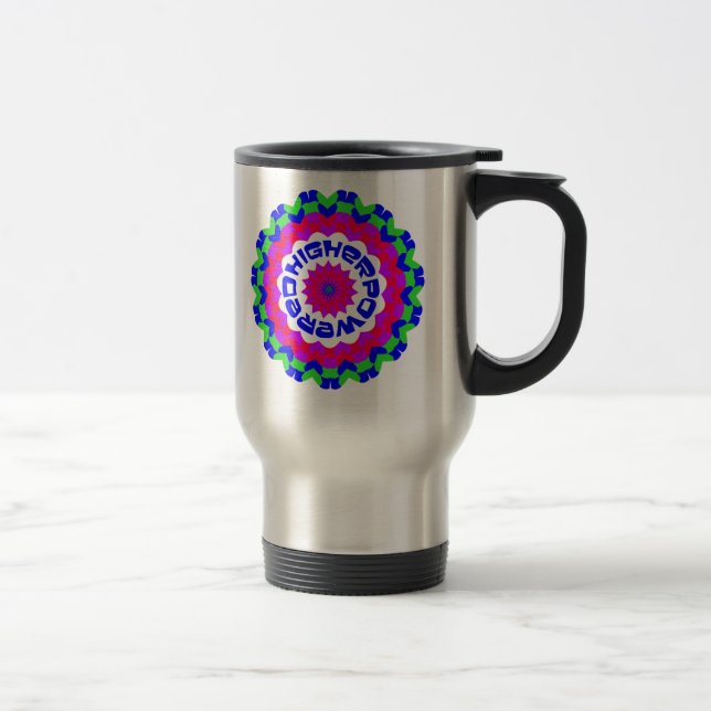Higher Powered Spiritual Quote Kaleidoscope Design Reisebecher (Rechts)