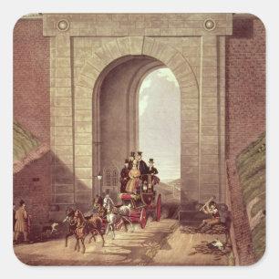 Highgate Tunnel, eingraviert von George Hunt, c.18 Quadratischer Aufkleber