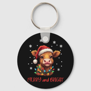 Highland Baby Cow Christmas Lights Schlüsselanhänger