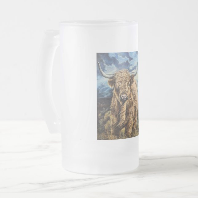 Highland Bull Mattglas Bierglas (Vorderseite Links)