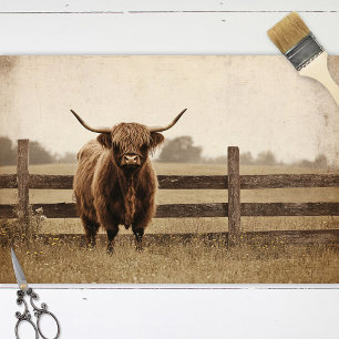 Highland-Bulle im Vintage-Stil - Decoupage mit Rin Seidenpapier