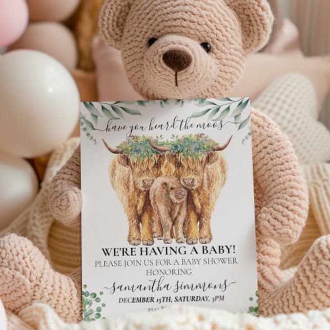 Highland Calf Baby Shower Eucalyptus Mütter Einladung (Von Creator hochgeladen)