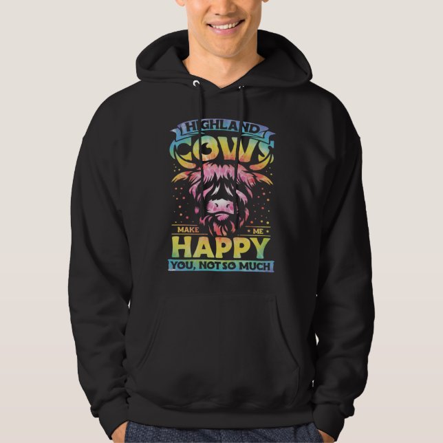 Highland Cattle Cute Highland Cows Make Me Happy f Hoodie (Vorderseite)