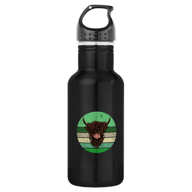 Highland Cattle Edelstahlflasche (Vorderseite)