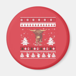 Highland Cattle Ugly Christmas Magnet