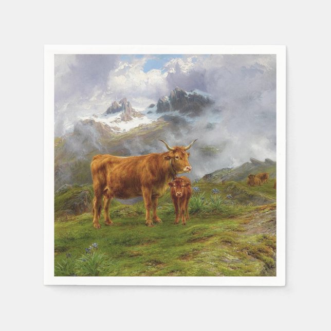 Highland Cattle (von Rosa Bonheur) Serviette (Vorderseite)