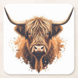 Highland Coo Coaster Rechteckiger Pappuntersetzer