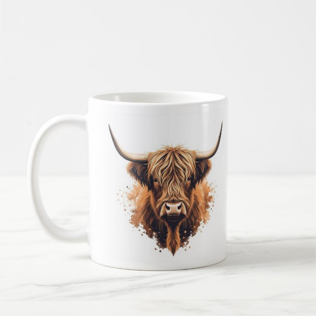 Highland Coo Greeting Card -  Kaffeetasse (Links)