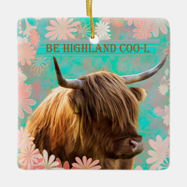 Highland Coo Keramikornament (Vorderseite)