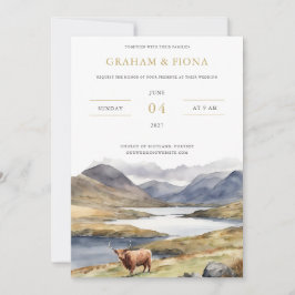 Highland Coo Watercolor Invitation Einladung
