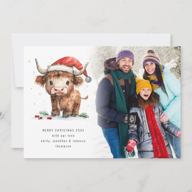 Highland Cow 2026 Calendar Foto Frohe Weihnachten (Vorderseite)