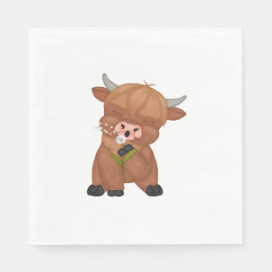 Highland Cow and Dandelion Puff Classic T - Shirt Serviette