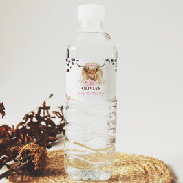 Highland Cow Anniversaire Fête Étiquette de boutei