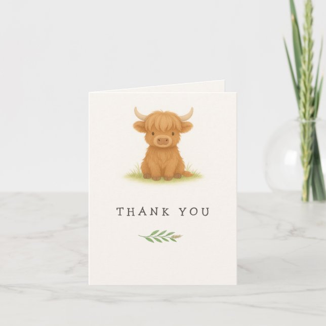 Highland Cow Baby Dusche Danke Karte (Vorderseite)