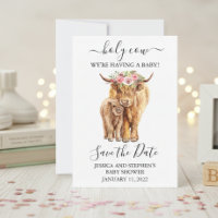 Highland Cow Baby Dusche Save the Date