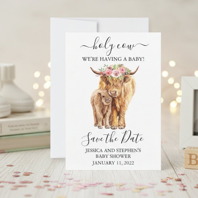 Highland Cow Baby Dusche Save the Date (Von Creator hochgeladen)