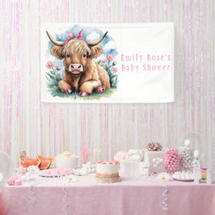 Highland Cow Baby Shower Bliss Girl Banner