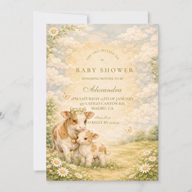 Highland Cow Baby Shower Einladung (Vorderseite)