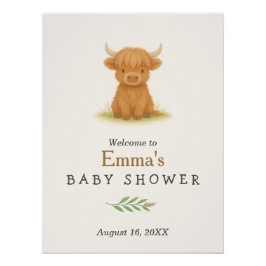 Highland Cow Baby Shower Poster