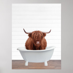 Highland Cow Bathtub Wohngestaltung Badezimmer Poster