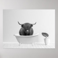 Highland Cow Bathtub Zuhause Horizontal