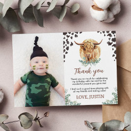 Highland Cow Birthday Foto Danke Karte