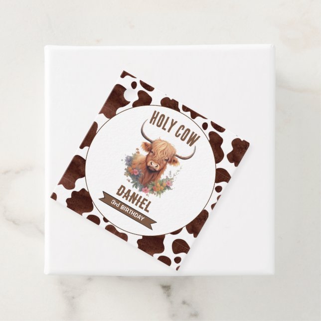 Highland Cow Birthday Geschenkanhänger (Beispiel)