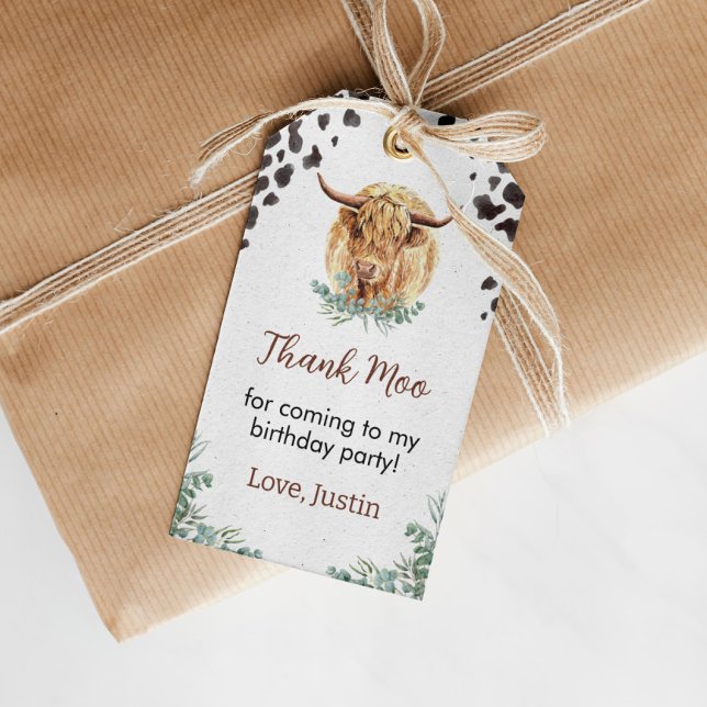 Highland Cow Birthday Party Danke Tag Geschenkanhänger (Von Creator hochgeladen)