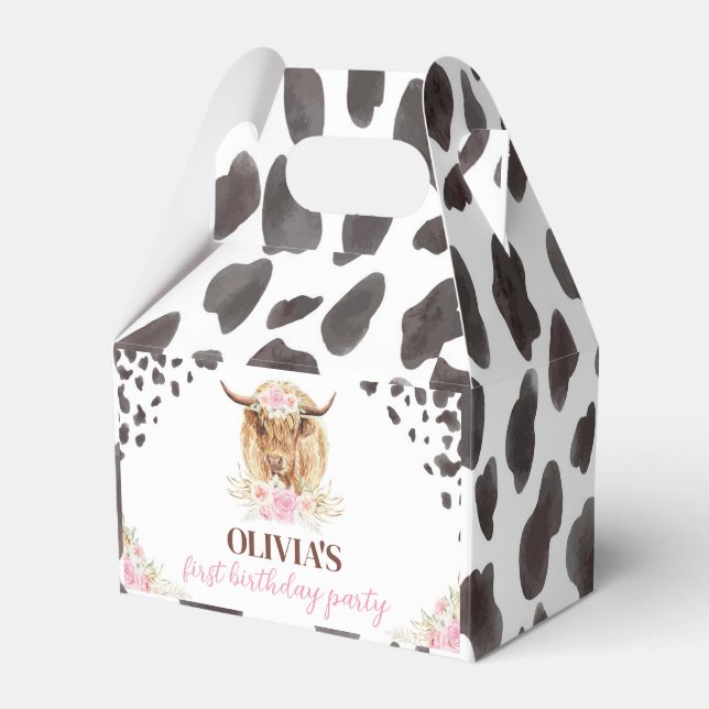 Highland Cow Birthday Party Fevor Box Geschenkschachtel (Vorderseite)
