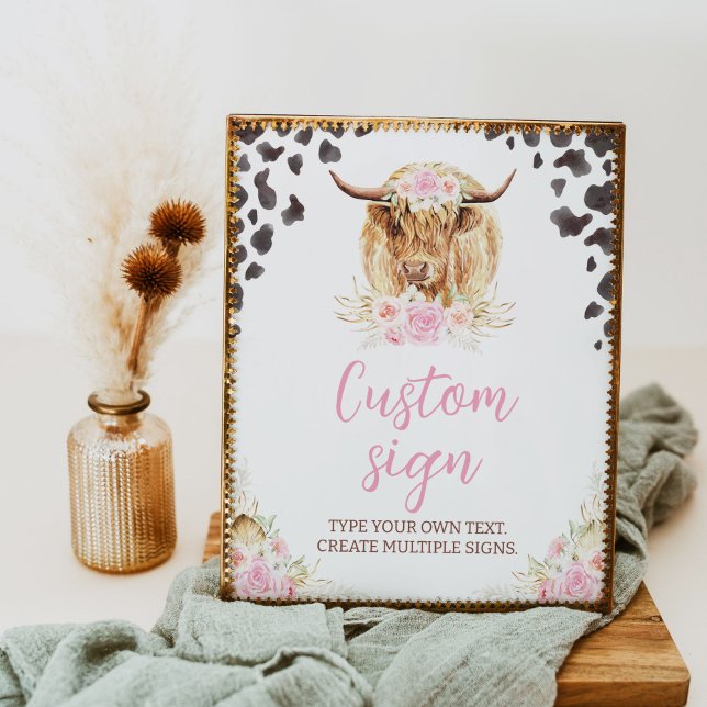 Highland Cow Birthday Party Table Sign Poster (Von Creator hochgeladen)