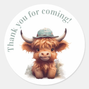 Highland cow boho party faveur autocollant