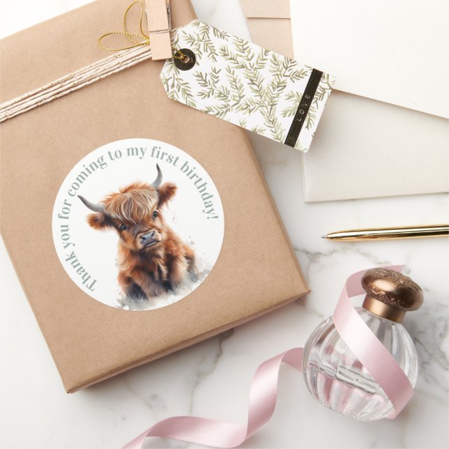 Highland cow boho party faveur autocollant (Cadeaux)