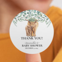 Highland Cow Calf Baby Dusche Eucalyptus