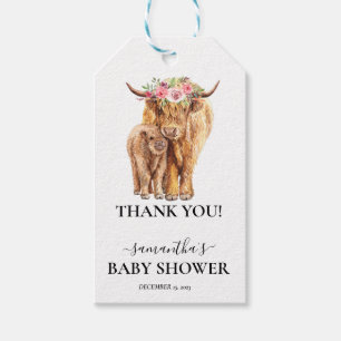 Highland Cow Calf Baby Dusche Geschenkanhänger