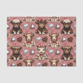 Highland Cow Chocolate Kisses and Bows Gift Liner Seidenpapier