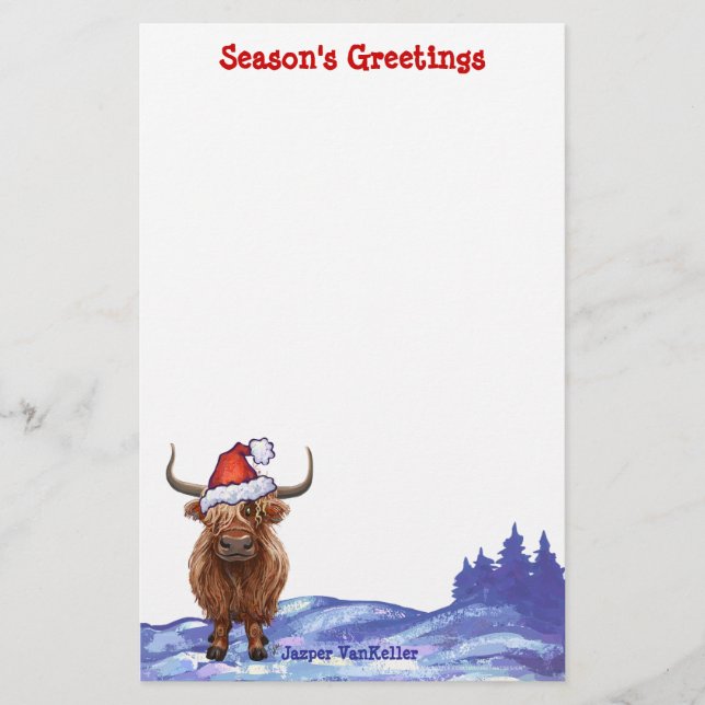 Highland Cow Christmas Briefpapier (Vorderseite)